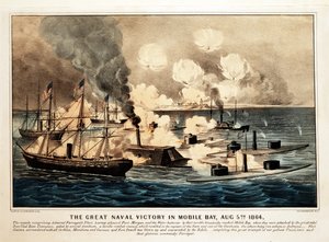 Grote zeeslag in Mobile Bay, 5 augustus 1864, uitgegeven 1864, Currier & Ives